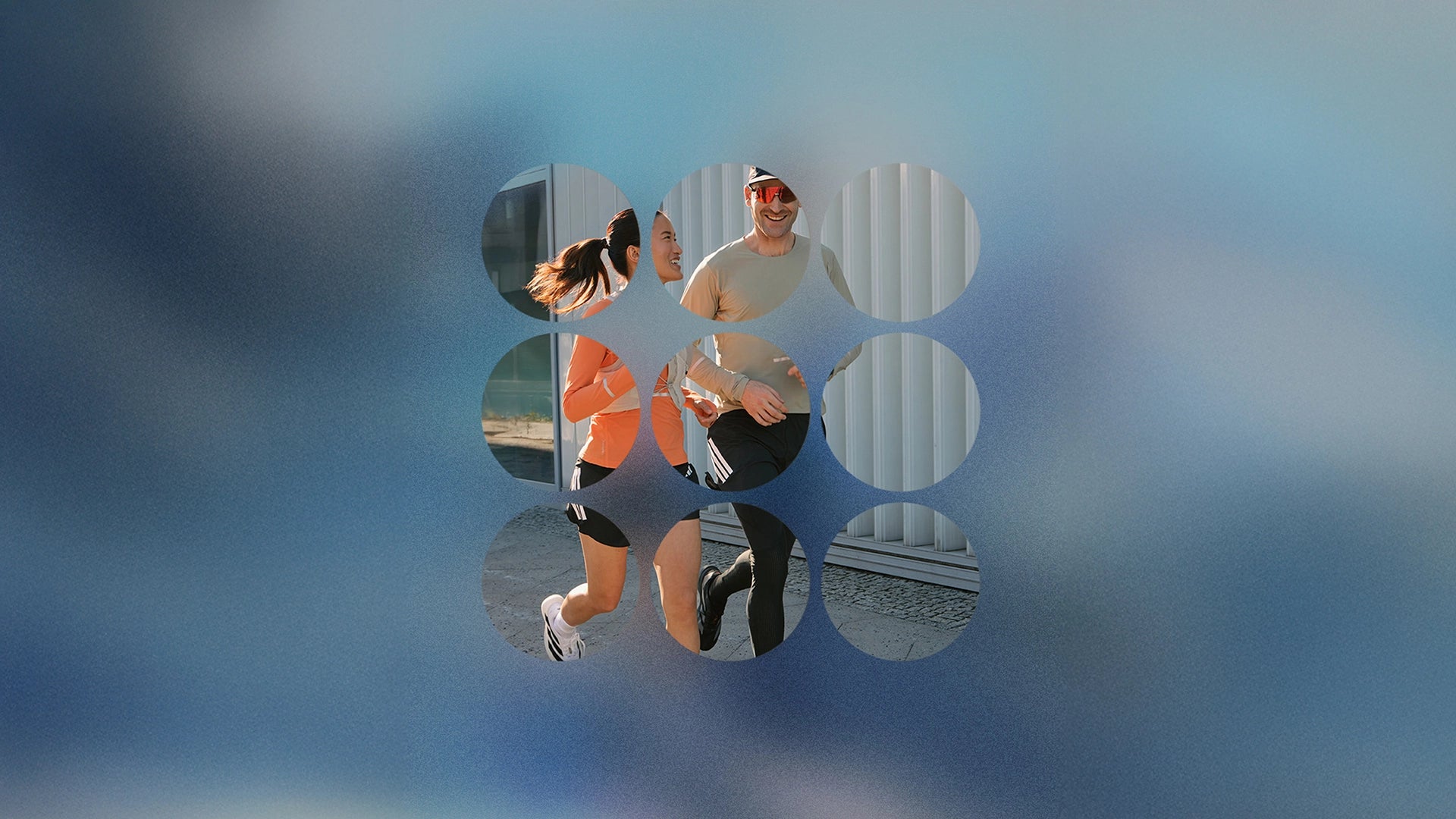 Video laden: A man and a woman, both athletic, get ready for a run, followed by action shots of them running.