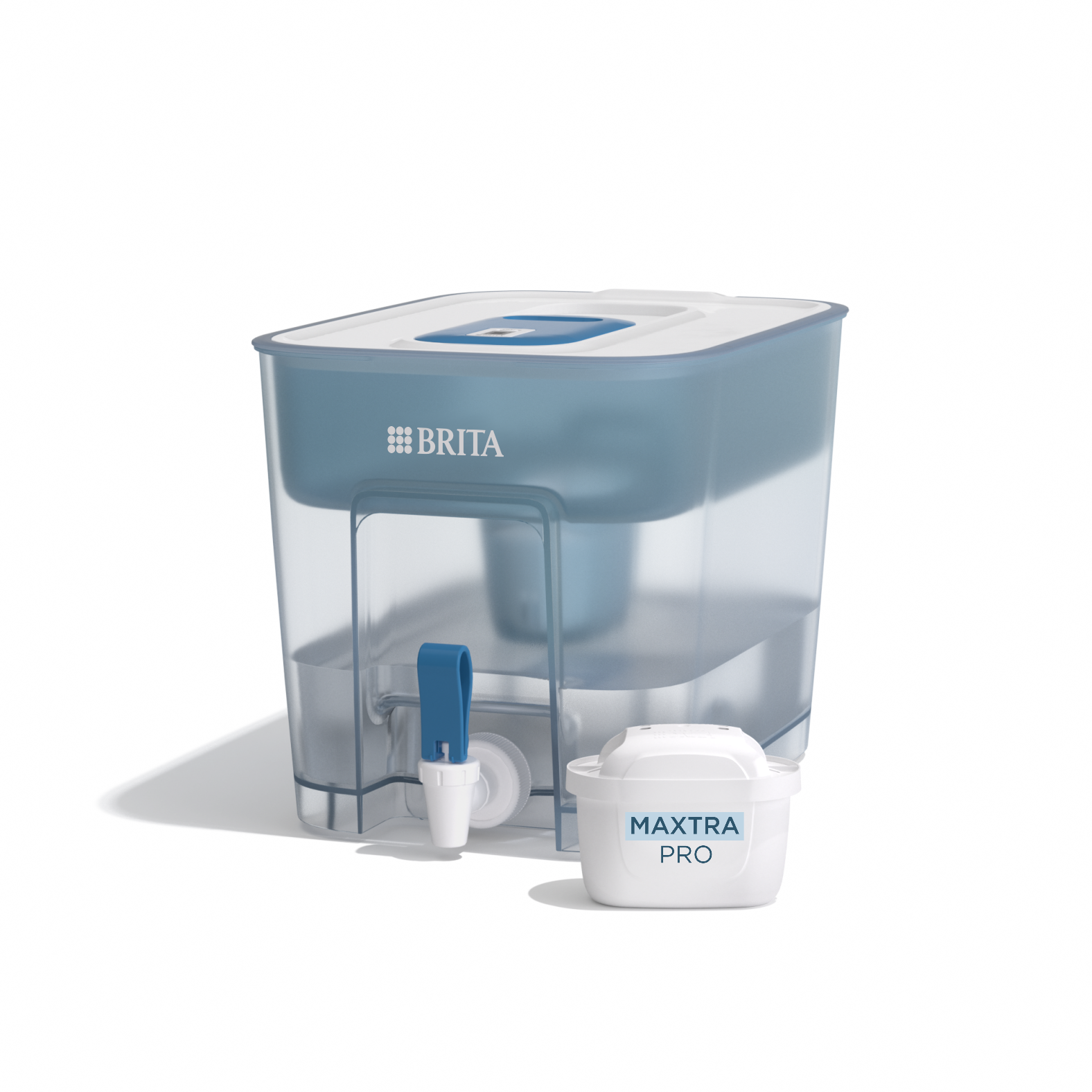 A BRITA Flow water filter station with a MAXTRA PRO PURE PERFORMANCE filter cartridge